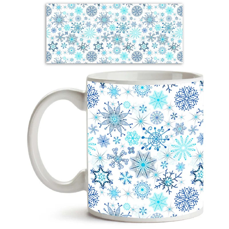 ArtzFolio Christmas Snowflakes Ceramic Coffee Tea Mug Inside White