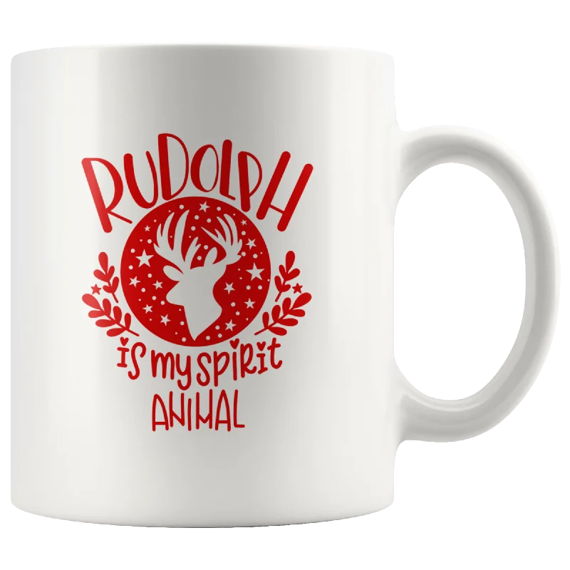 Christmas Coffee Mug Rudolph is my Spirit Animal Christmas Gift Custom Mug