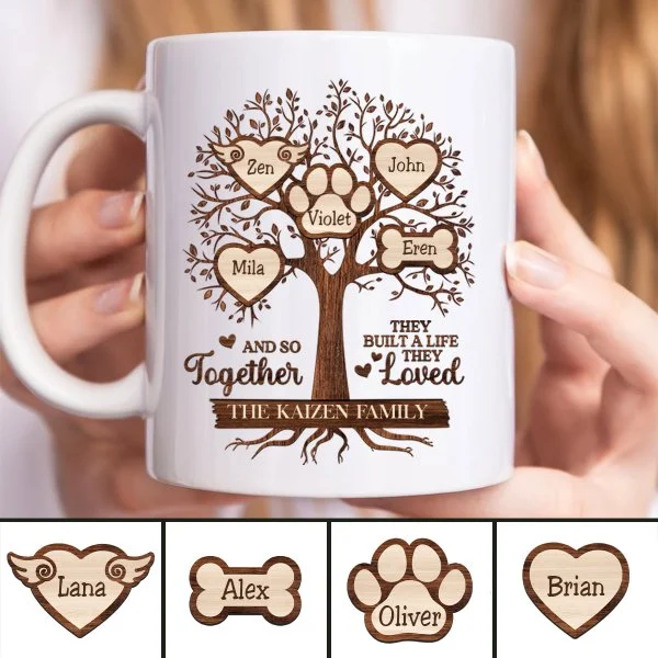 Family - Christmas Family Tree And So Together They Built A Life They Loved - Personalized Mug (BU)