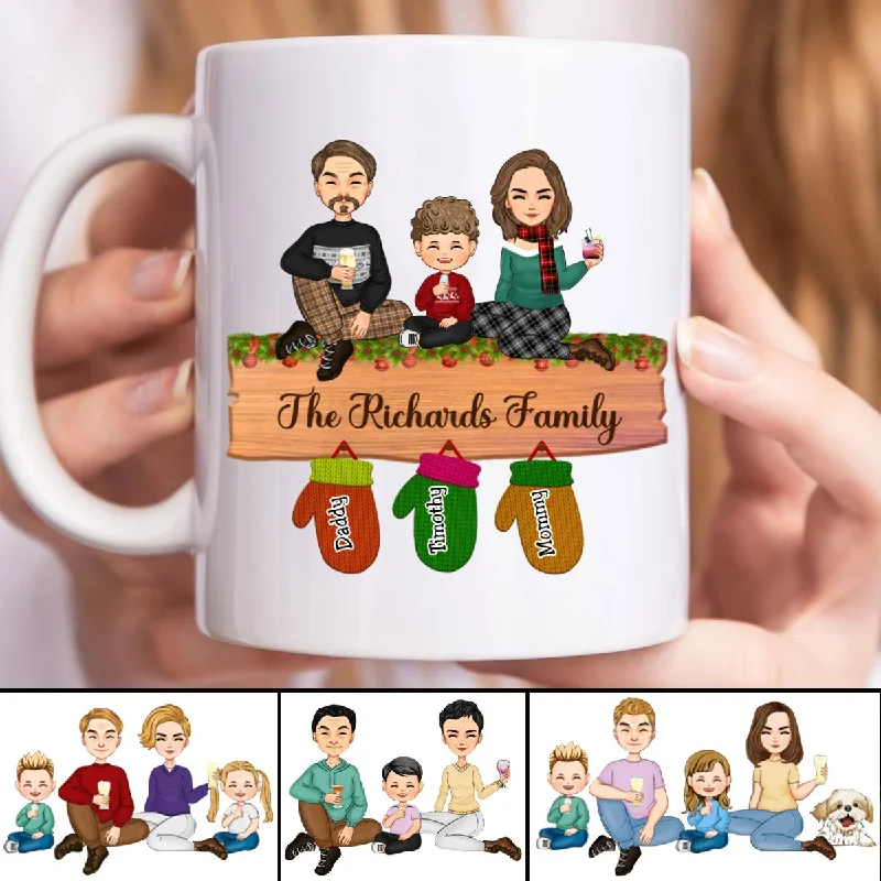 Family - Family Peeking Christmas Glove - Personalized Mug