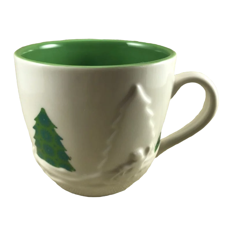 Embossed Christmas Trees Sledding 16oz Mug Holiday 2006 Starbucks