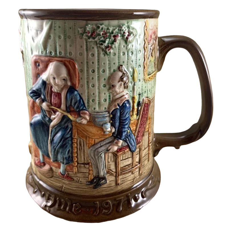 John Beswick Yule 1971 Dickens Christmas Carol Mug Scrooge Bob Cratchit Embossed Mug Royal Doulton