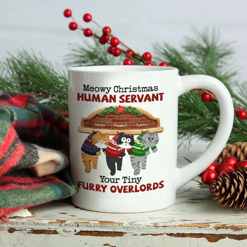 Meowy Christmas Human From Naughty Cats Personalized Mug, Christmas Gift