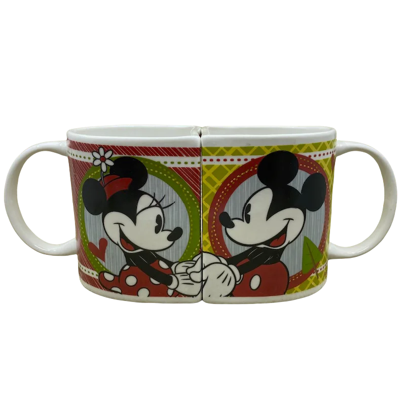 Mickey And Minnie Mouse Holding Hands Christmas Bookends Mug Set Disney