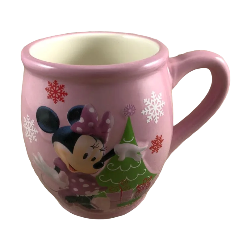 Minnie Mouse Christmas Tree Gifts Snowflakes Embossed Mug Disney