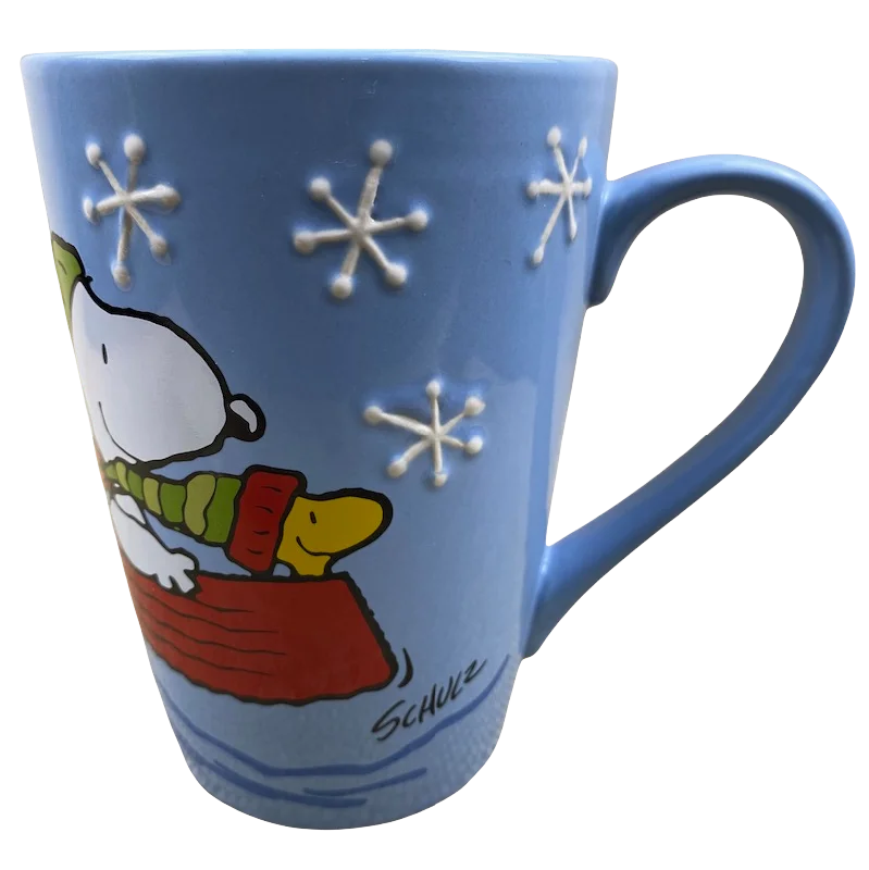 Peanuts Snoopy & Woodstock Embossed Snowflakes Christmas Mug Hallmark