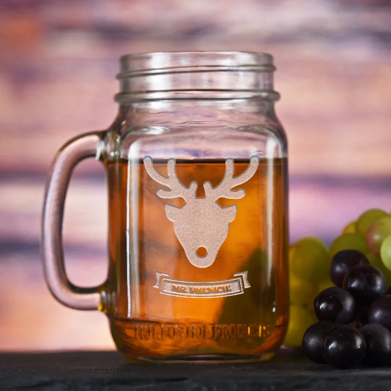 Personalized Reindeer Christmas Mason Jar Mug