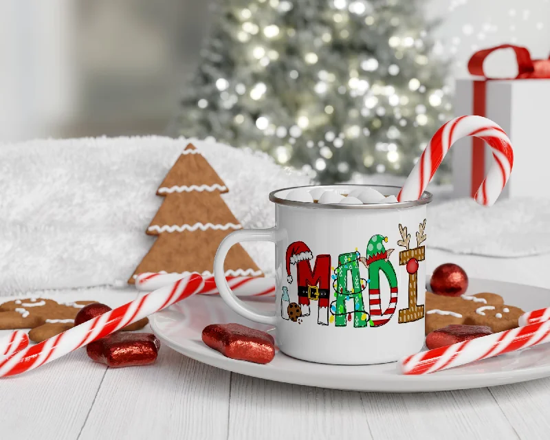 Personalized Santa Christmas ENAMEL MUG - 12OZ MUGSANTA0520