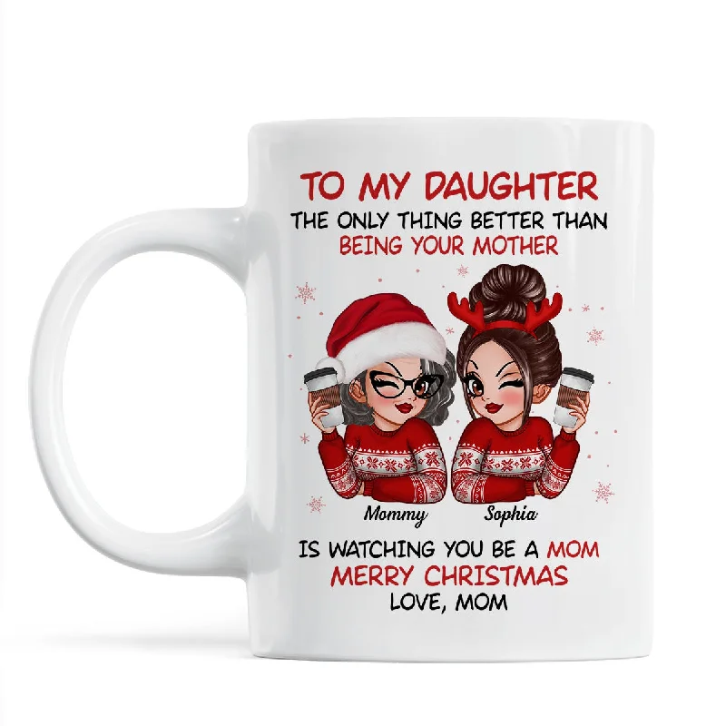 To My Daughter Son Watching You Be A Mom Dad Merry Christmas Personalized Mug, Christmas Gift For Daughters, Sons