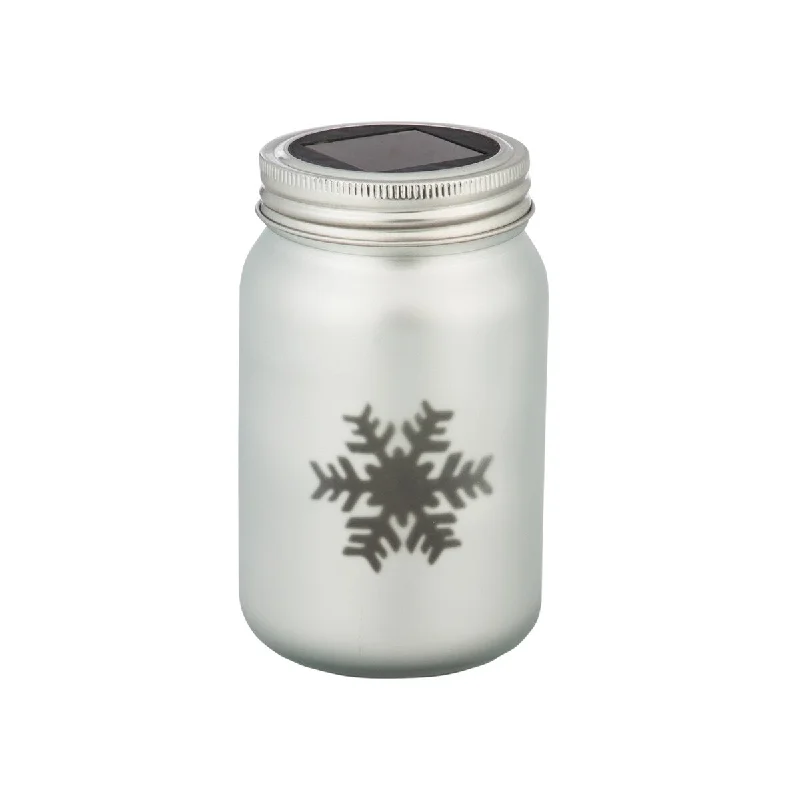 5.5"H Solar Christmas Mason Jars, Silver