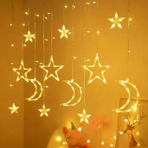 LED Fairy String Window Curtain Lights Star Christmas Xmas Party Home Indoor