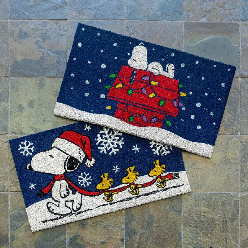 Licensed Peanuts Snoopy and Woodstock Christmas Natural Coir Indoor/ Outdoor Door Mats, 2PK