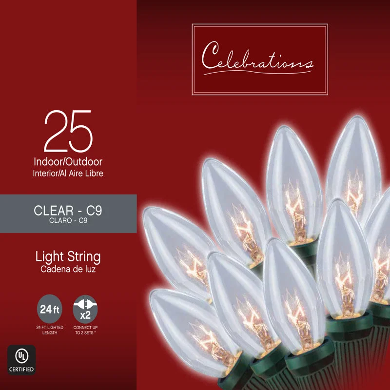 Celebrations Incandescent C9 Clear 25 ct String Christmas Lights 24 ft.