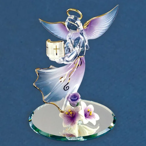 Glass Baron Angel with Bible Glass Figurine