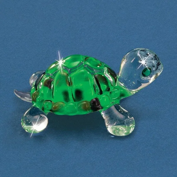 Green Little Turtle Glass Figurine