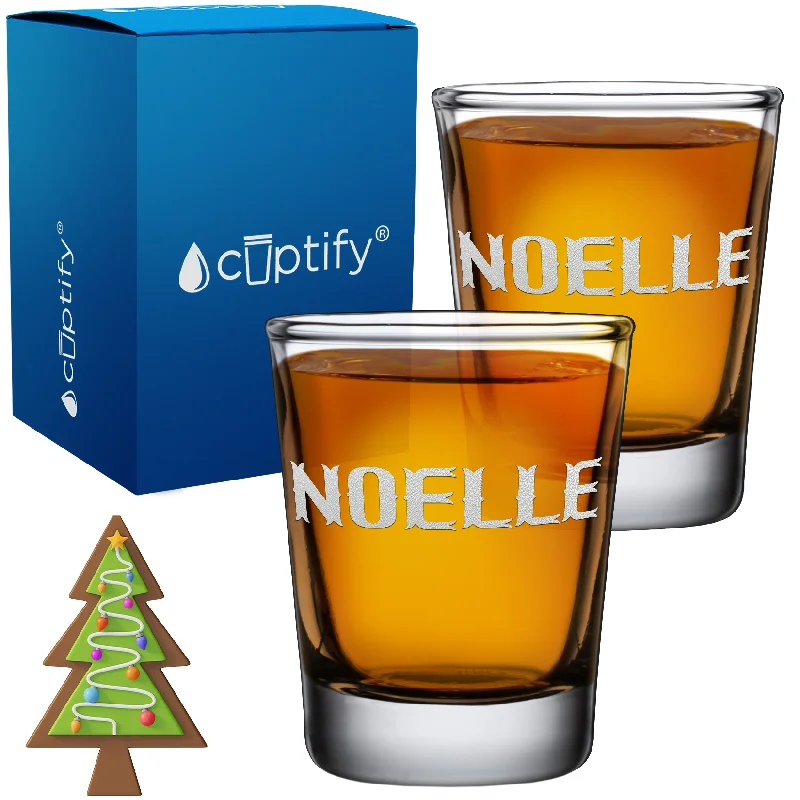 Personalized Calus Christmas Font 2oz Shot Glasses - Set of 2