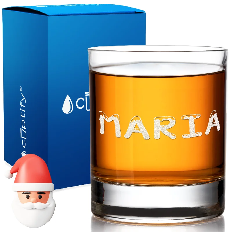 Personalized Snowy Christmas Style 10.25oz Whiskey Glass