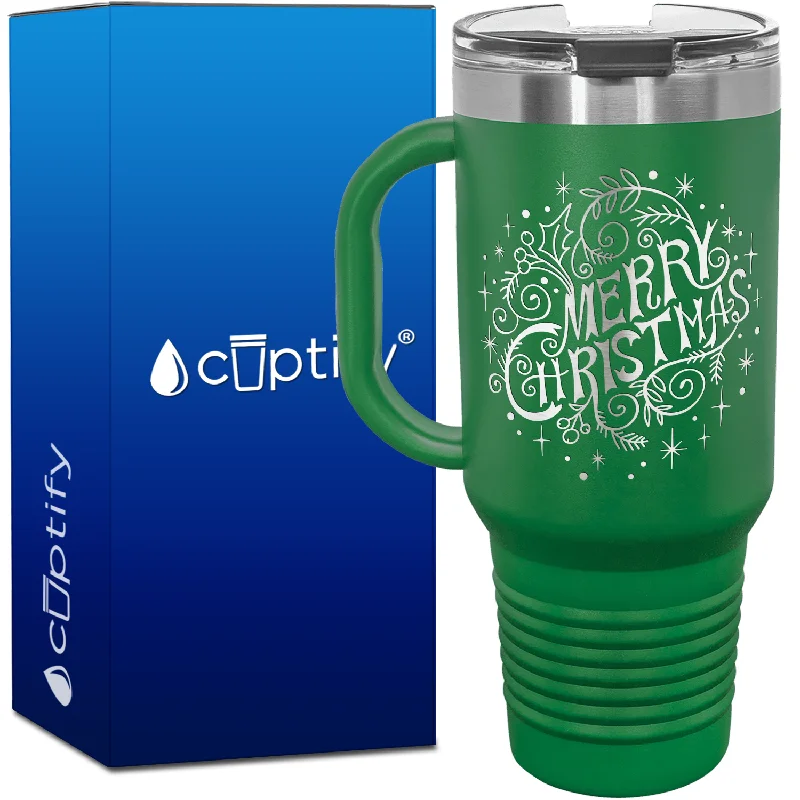 Merry Christmas with Mistletoe 40oz Travel Mug