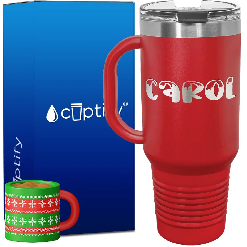 Personalized Frosty Font Style 40oz Christmas Travel Mug