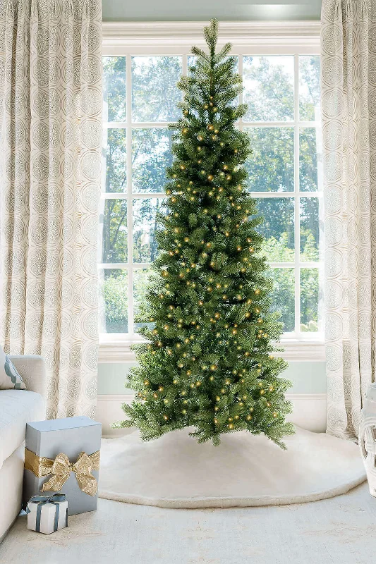 10' King Douglas Fir Slim Artificial Christmas Tree with 900 Warm White & Multi-Color LED Lights