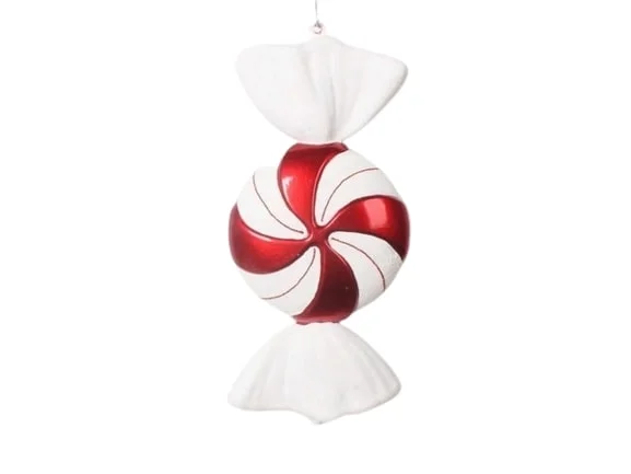 12" Wrapped Peppermint Candy Ornament Set Of 2