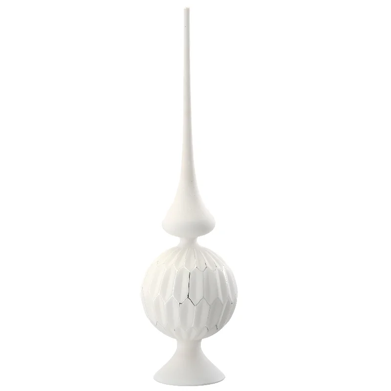 15 in. White Glass Christmas Tree Topper