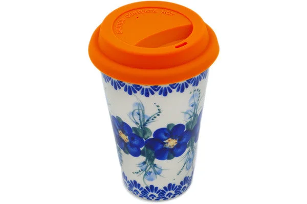 6" Travel Coffee Mug - Blue Wildflower