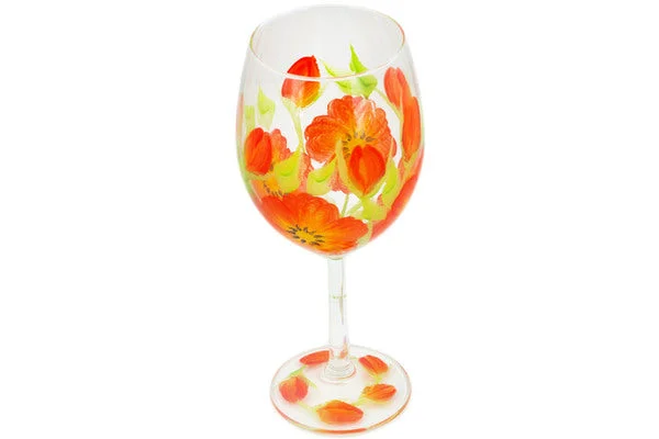 15 oz Wine Glass - Frosty Poppies