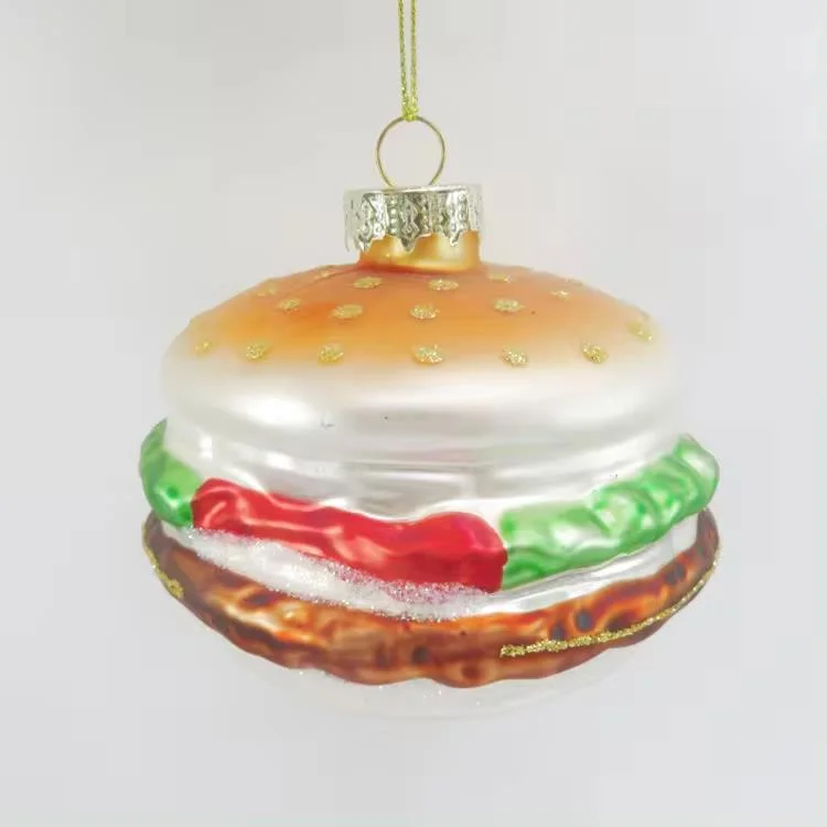 2.5" Hamburger Glass Ornament Set Of 6