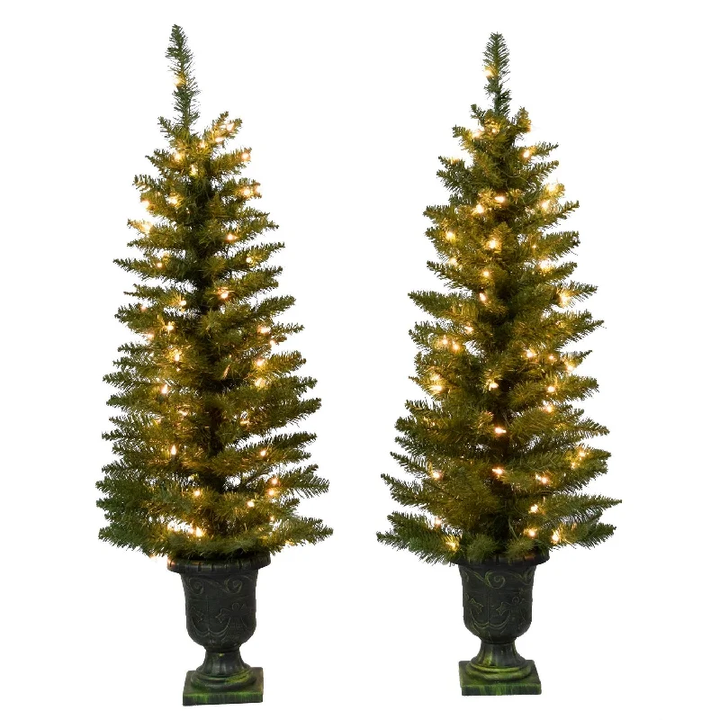 2 Piece 4'  Pre-Lit Artificial Foyer Trees