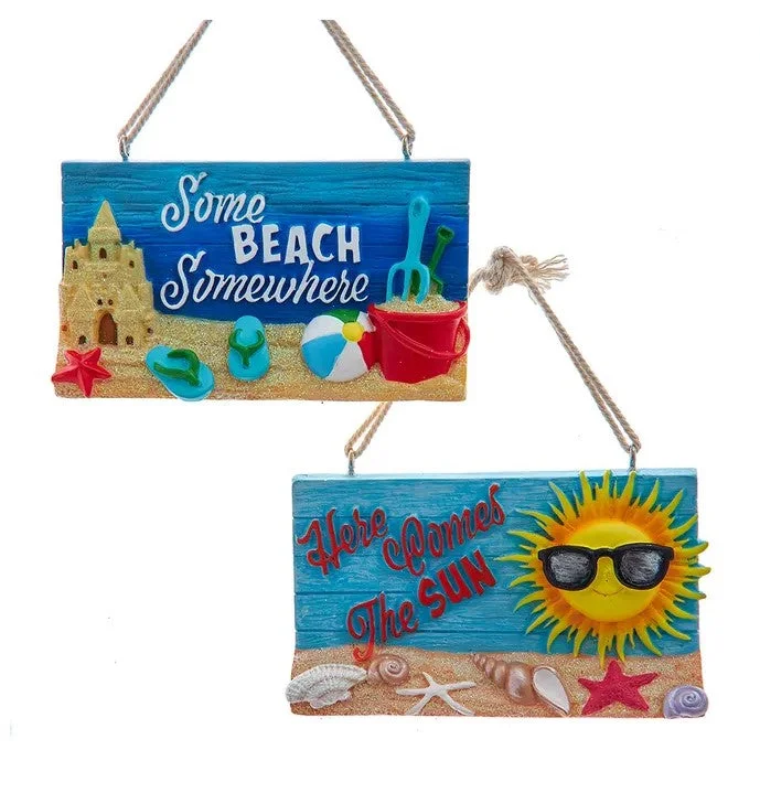 2" Summer Beach Ornament Assorted Set of 2