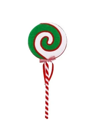 26" White & Green Lollipop Ornament Set Of 2