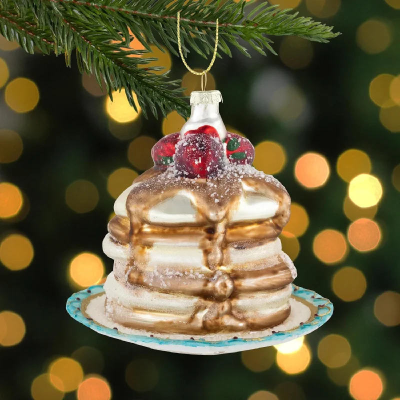 3.5" Strawberry Pancake Glass Ornament Set Of 6