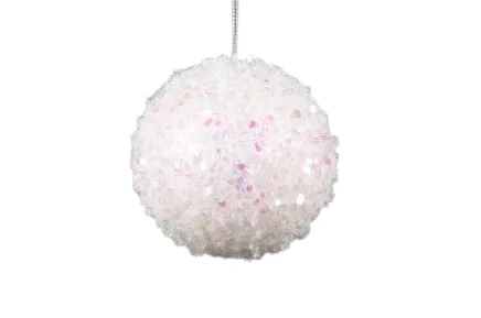 3" White Iridescent Sequin Ball Set Of 24