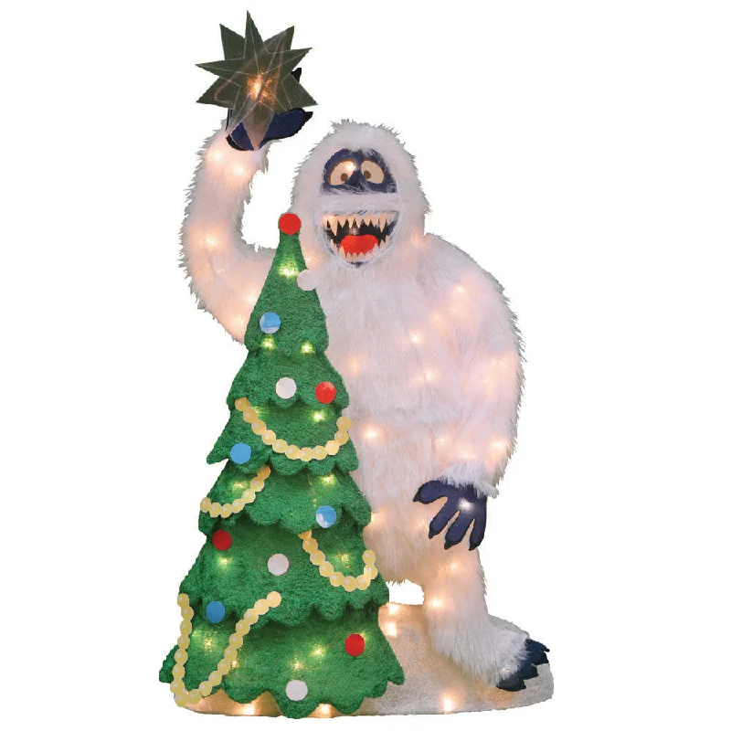 32" Lighted Soft Tinsel Bumble And Christmas Tree Sculpture