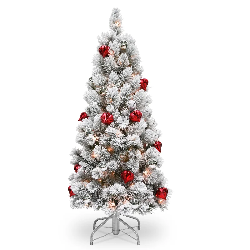 4.5 ft. Pre-Lit Snowy Bristle Pine Tree with Clear Lights