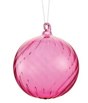 4" Pink Glass Ball Ornament Set Of 6