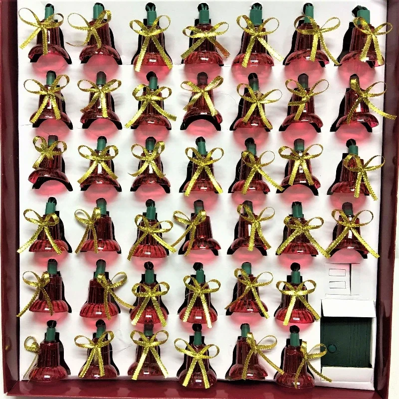 40 Musical Red Bell Lights with Gold Bows