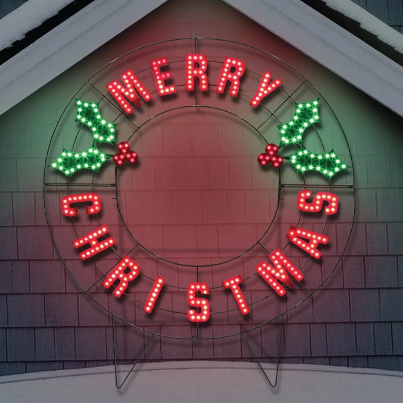 40" Merry Christmas LED Yard Wreath