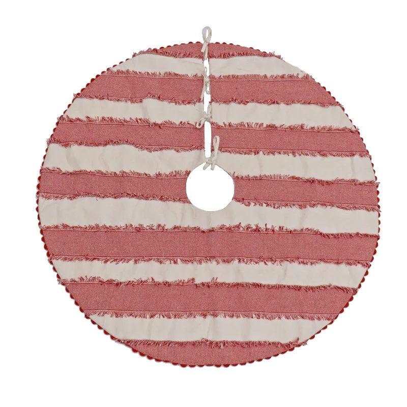 48 in. HGTV Home Collection Red White Ric Rac Border Tree Skirt