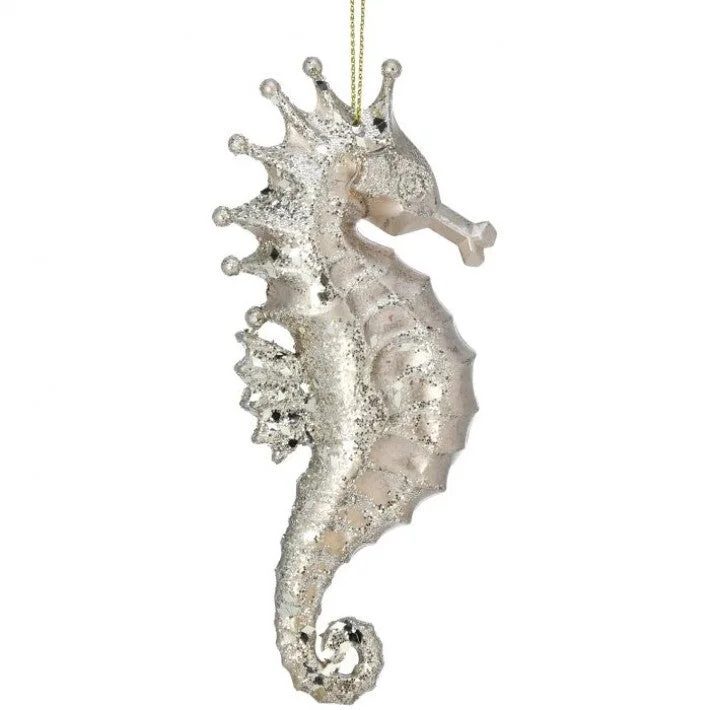 5" Champagne Sea Horse Ornament Set of 12