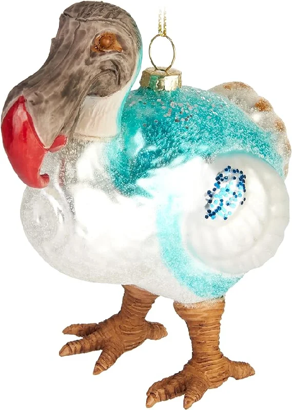 5" Dodo Blue Bird Glass Ornament Set Of 6