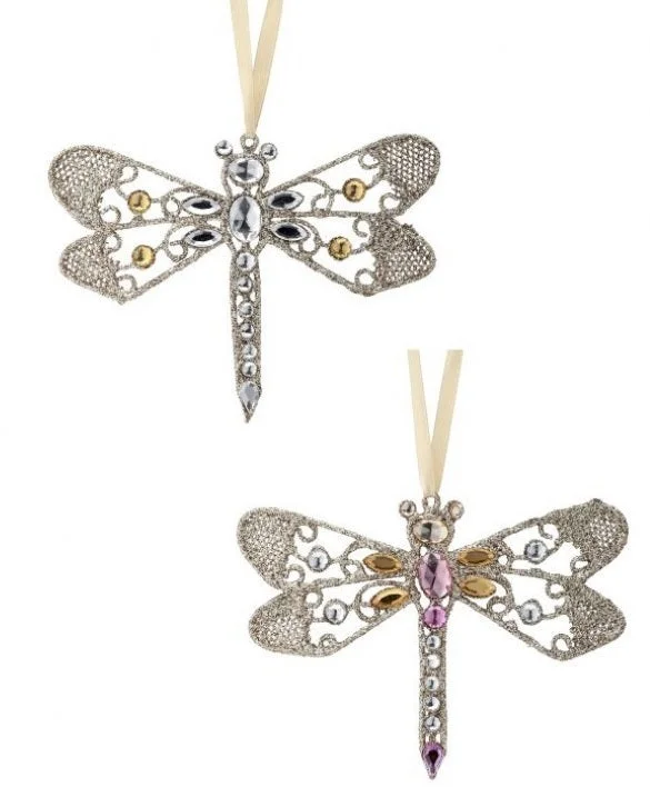 5" Jeweled Dragonfly Ornament Set Of 6