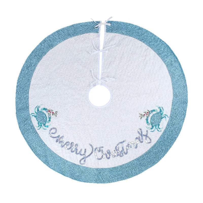 52 in. HGTV Home Collection Embroidered Coastal Colors Tree Skirt