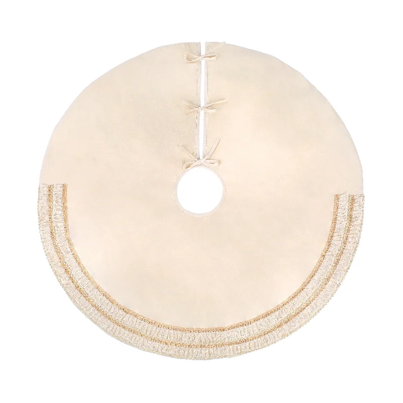 52 in. HGTV Home Collection Fringe Detail Tree Skirt, Off White