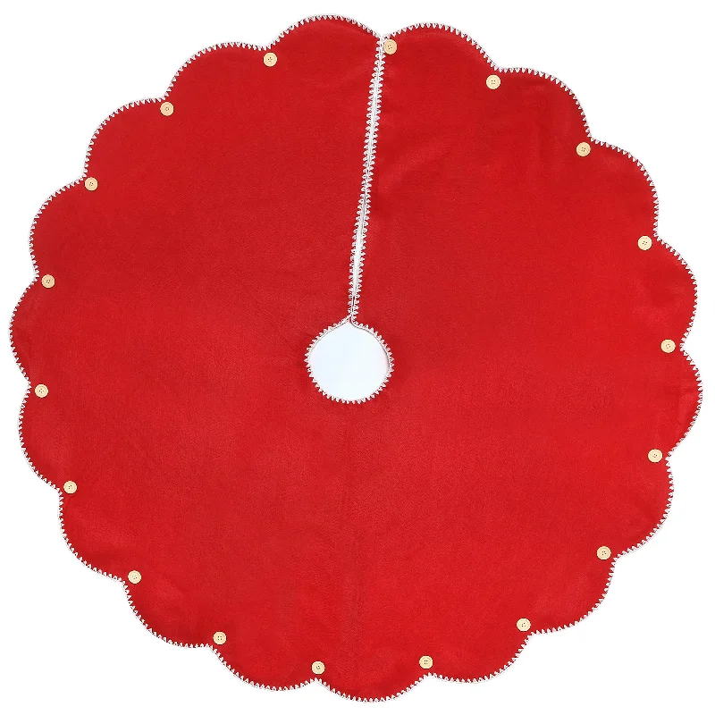 52 in. General Store Collection Scalloped Red Tree Skirt