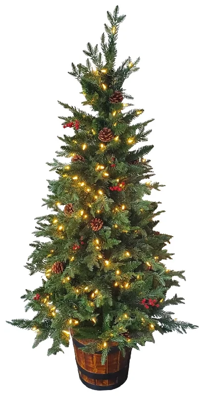 5' Stowe Pine Pre-Lit Potted Artificial Tree