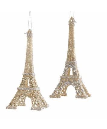 7" Gold & Silver Glitter Eiffel Ornament Set Of 6