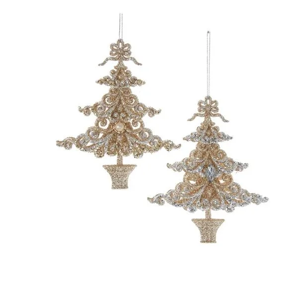 6" Gold & Silver Tree Ornament Set Of 6