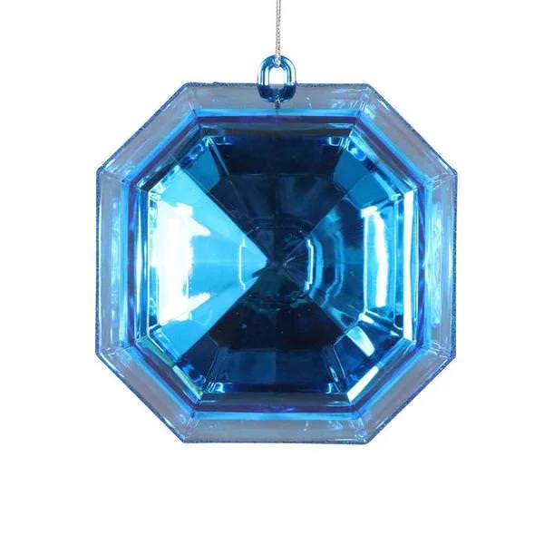 6" Sapphire Acrylic Gem Ornament Set Of 6